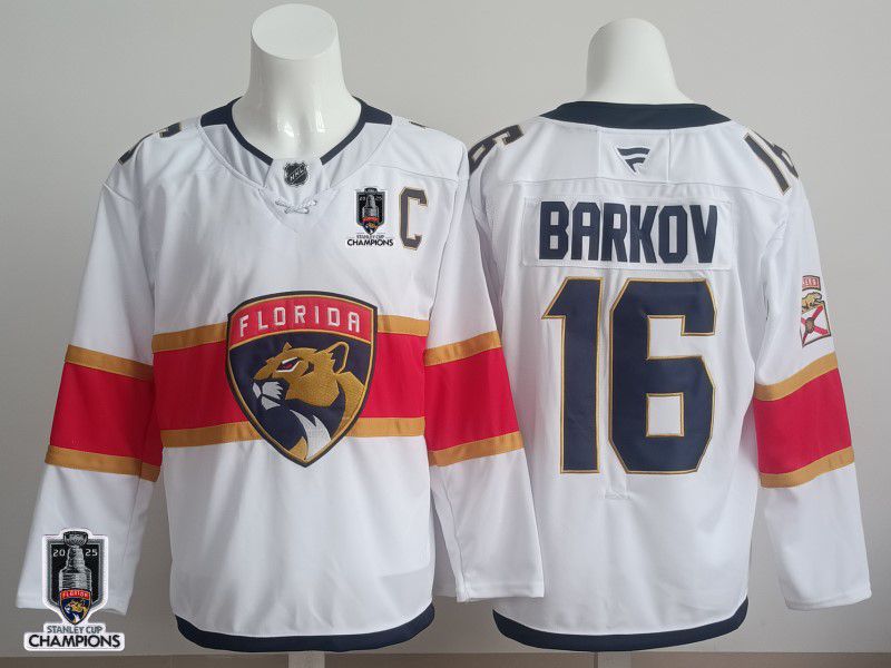 Men 2025 Florida Panthers 16 Barkov White Fanatics Home Premium NHL Jersey style 2